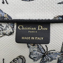 Load image into Gallery viewer, CHRISTIAN DIOR Book Butterfly Embroidered Canvas Tote Bag White
