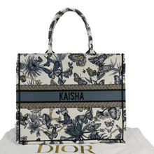 Load image into Gallery viewer, CHRISTIAN DIOR Book Butterfly Embroidered Canvas Tote Bag White
