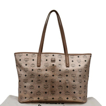 Load image into Gallery viewer, MCM Reversible Liz Medium Metallic Visetos Canvas Shopper Tote Bag Rose Gold
