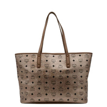 Load image into Gallery viewer, MCM Reversible Liz Medium Metallic Visetos Canvas Shopper Tote Bag Rose Gold
