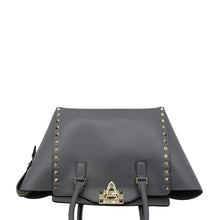 Load image into Gallery viewer, VALENTINO GARAVANI Rockstud Medium Shoulder Bag Dark Greyium Leather  upper  look
