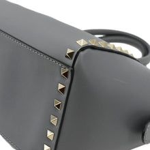 Load image into Gallery viewer, VALENTINO GARAVANI Rockstud Medium Shoulder Bag Dark Greyium Leather  corner lower right look
