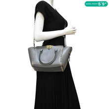 Load image into Gallery viewer, VALENTINO GARAVANI Rockstud Medium Shoulder Bag Dark Greyium Leather  dummy look
