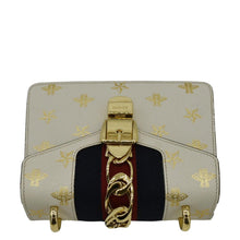 Load image into Gallery viewer, GUCCI Sylvie Mini Bee Star Leather Crossbody Bag Off White 470270
