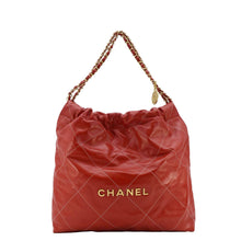 Load image into Gallery viewer, CHANEL 22 Large Shiny Calfskin Quilted Leather Tote Bag Red
