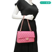 Load image into Gallery viewer, CHANEL Classic Double Flap Medium Quilted Leather Shoulder Bag Pink
