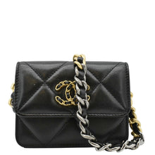 Load image into Gallery viewer, CHANEL 19 Flap Coin Purse Quilted Leather Chain
