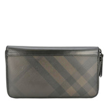 Load image into Gallery viewer, BURBERRY Check Canvas Zip Around Wallet Grey
