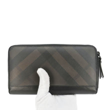 Load image into Gallery viewer, BURBERRY Check Canvas Zip Around Wallet Grey
