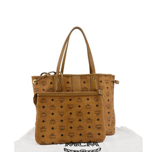 Load image into Gallery viewer, MCM Reversible Liz Medium Visetos Canvas Shopper Tote Bag Cognac
