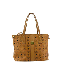 Load image into Gallery viewer, MCM Reversible Liz Medium Visetos Canvas Shopper Tote Bag Cognac
