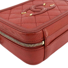 Load image into Gallery viewer, CHANEL Vanity Case Filigree CC Caviar Quilted Shoulder Bag Red
