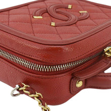 Load image into Gallery viewer, CHANEL Vanity Case Filigree CC Caviar Quilted Shoulder Bag Red
