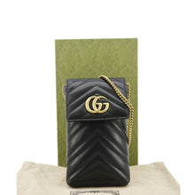 Load image into Gallery viewer, GUCCI GG Marmont Mini Matelasse Leather Chain Crossbody Bag Black 672251
