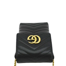Load image into Gallery viewer, GUCCI GG Marmont Mini Matelasse Leather Chain Crossbody Bag Black 672251

