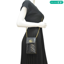 Load image into Gallery viewer, GUCCI GG Marmont Mini Matelasse Leather Chain Crossbody Bag Black 672251
