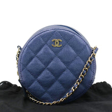 Load image into Gallery viewer, CHANEL Round Clutch  Crossbody Bag Shiny Blue back side
