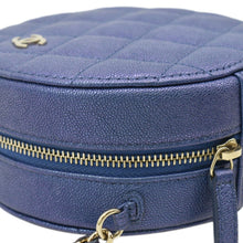 Load image into Gallery viewer, CHANEL Round Clutch with Chain Mini Quilted Iridescent Caviar Leather Crossbody Bag Shiny Blue
