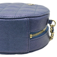 Load image into Gallery viewer, CHANEL Round Clutch with Chain Mini Quilted Iridescent Caviar Leather Crossbody Bag Shiny Blue
