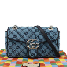 Load image into Gallery viewer, GUCCI GG Marmont Canvas Leather Crossbody Bag Blue 443497
