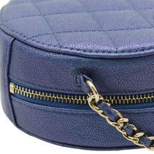 Load image into Gallery viewer, CHANEL Round Clutch with Chain Mini Quilted Iridescent Caviar Leather Crossbody Bag Shiny Blue
