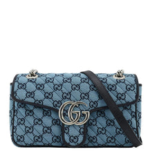 Load image into Gallery viewer, GUCCI GG Marmont Canvas Leather Crossbody Bag Blue 443497
