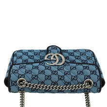 Load image into Gallery viewer, GUCCI GG Marmont Canvas Leather Crossbody Bag Blue 443497
