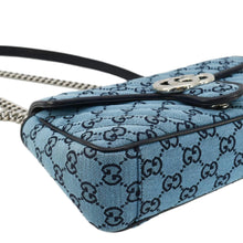 Load image into Gallery viewer, GUCCI GG Marmont Canvas Leather Crossbody Bag Blue 443497
