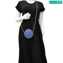 Load image into Gallery viewer, CHANEL Round Clutch  Crossbody Bag Shiny Blue dummy look
