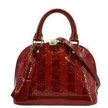 Load image into Gallery viewer, LOUIS VUITTON Rayures Alma BB Vernis Leather Satchel Crossbody Bag Pomme D&#39;Amour
