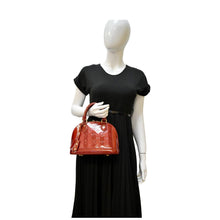 Load image into Gallery viewer, LOUIS VUITTON Rayures Alma BB Vernis Leather Satchel Crossbody Bag Pomme D&#39;Amour
