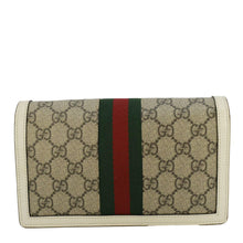 Load image into Gallery viewer, GUCCI Web Queen Margaret Mini GG Supreme Canvas Chain Wallet Beige 476079
