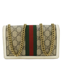 Load image into Gallery viewer, GUCCI Web Queen Margaret Mini GG Supreme Canvas Chain Wallet Beige 476079
