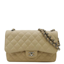 Load image into Gallery viewer, CHANEL Classic Jumbo Double Flap Quilted Caviar Leather Shoulder Bag Cream
