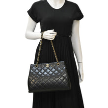 Load image into Gallery viewer, CHANEL Quilted Leather Shopping Tote Bag Black 5759708
