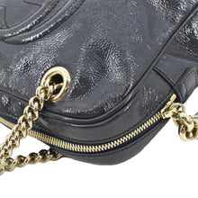 Load image into Gallery viewer, GUCCI; Soho Chain Shoulder bag Navy Blue Leather 308983 with right side chain view
