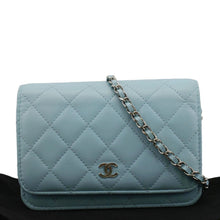 Load image into Gallery viewer, CHANEL WOC Quilted Leather Crossbody Bag Tiffany Blue fornt side
