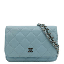 Load image into Gallery viewer, CHANEL WOC Quilted Leather Crossbody Bag Tiffany Blue front look
