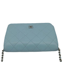 Load image into Gallery viewer, CHANEL WOC Quilted Leather Crossbody Bag Tiffany Blue upper look
