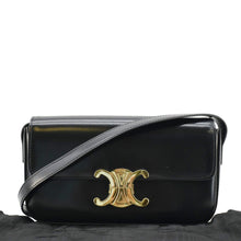 Load image into Gallery viewer, CELINE Triomphe Shiny Calfskin Leather Shoulder Bag Black
