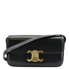 Load image into Gallery viewer, CELINE Triomphe Shiny Calfskin Leather Shoulder Bag Black
