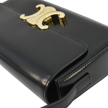 Load image into Gallery viewer, CELINE Triomphe Shiny Calfskin Leather Shoulder Bag Black
