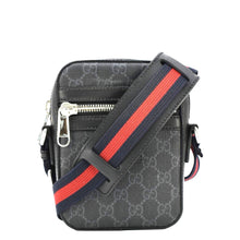 Load image into Gallery viewer, GUCCI GG Supreme Canvas Web Messenger Bag Black 598103
