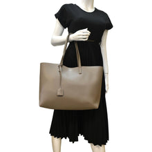 Load image into Gallery viewer, East/West Leather Shopping Tote Bag Beige
