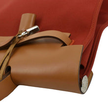 Load image into Gallery viewer, HERMES HerbagTote Shoulder Bag Canvas/Leather Red/brown right side corner view
