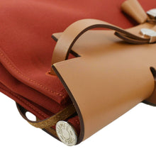 Load image into Gallery viewer, HERMES HerbagTote Shoulder Bag Canvas/Leather Red/brown with left  corner view
