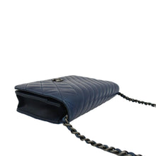 Load image into Gallery viewer, CHANEL Coco Boy Quilted Calfskin Leather Wallet On Chain Crossbody Bag Navy Blue
