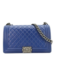 Load image into Gallery viewer, CHANEL Boy Flap Calf Leather Crossbody Bag Blue
