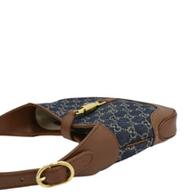 Load image into Gallery viewer, GUCCI Jackie 1961 GG Jacquard Denim Hobo Bag Navy Blue 636706
