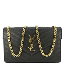 Load image into Gallery viewer, YVES SAINT LAURENT Cassandre Leather Wallet On Chain Crossbody Bag Black
